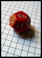 Dice : Dice - 12D - Red and Yellow Speckled With Silver Numerals
